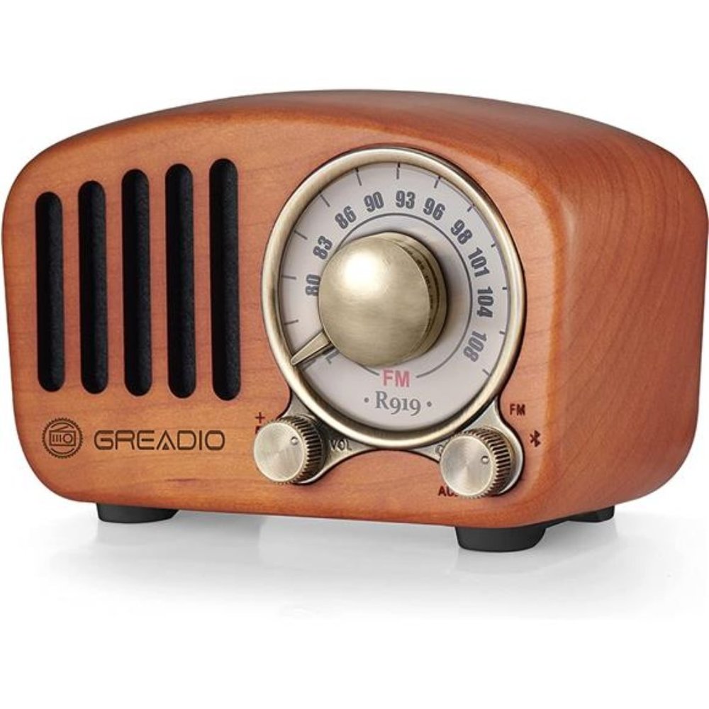 Vintage Radio Retro Bluetooth Speaker- Greadio Cherry Wooden FM Radio Classic